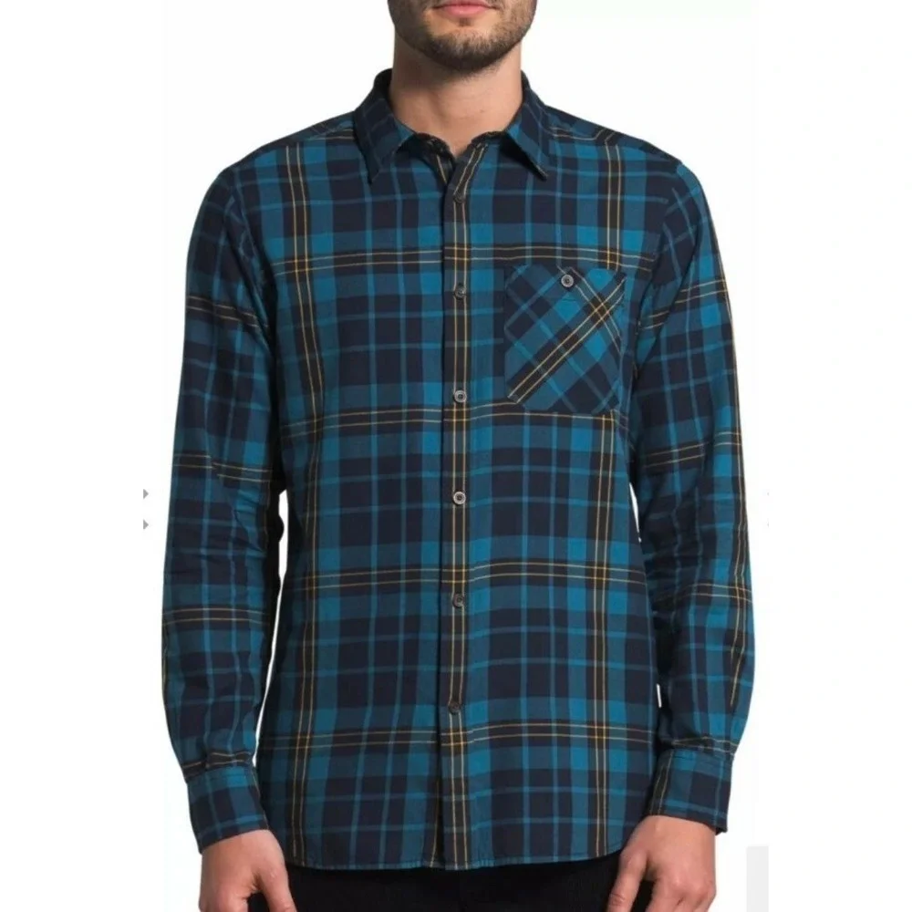 The North Face Men's Long Sleeve Flannel Shirt Blue Size XXL Hayden Pass 2.0